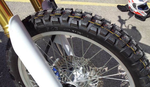 the crf's knobbly 21 inc front wheel and tyre